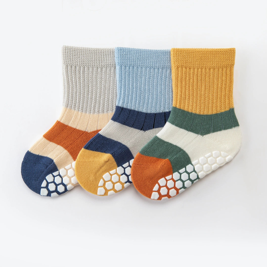 Baby’s Retro Colorblock Wide Stripe Floor Socks 3-Pack