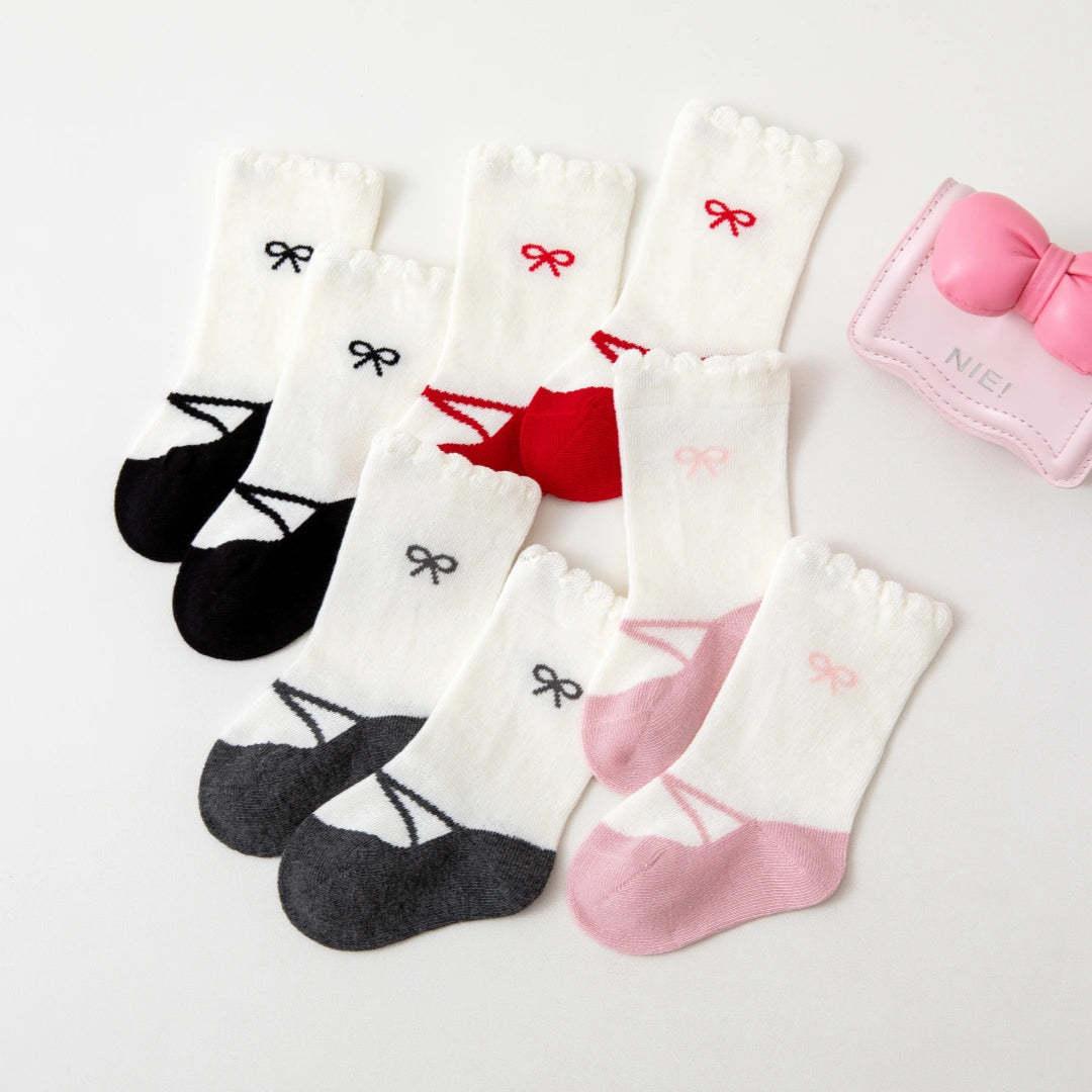 Baby & Toddler Girls' Ballerina Bow Ruffle Cotton Crew Socks (4-Pack)