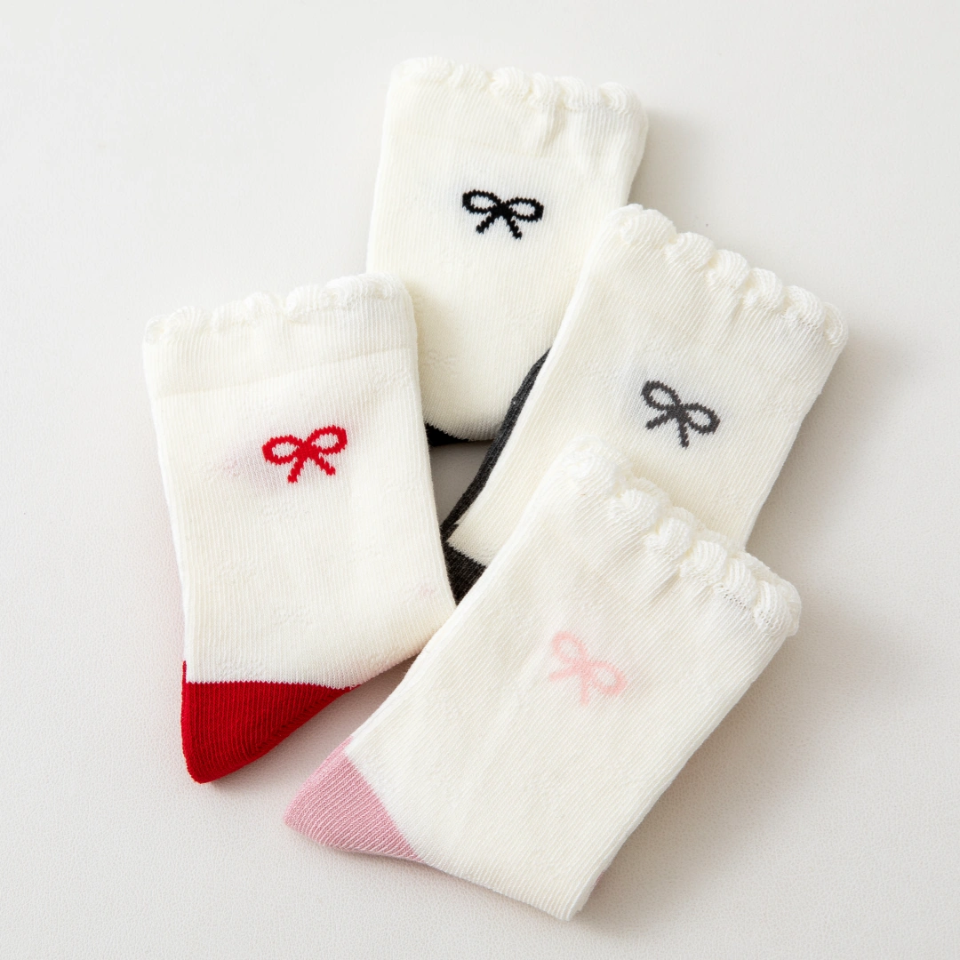 Baby & Toddler Girls' Ballerina Bow Ruffle Cotton Crew Socks (4-Pack)