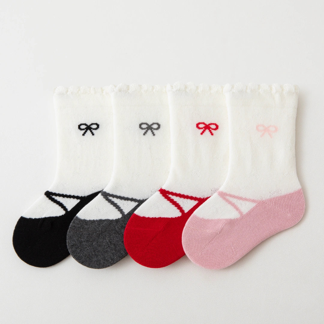 Baby & Toddler Girls' Ballerina Bow Ruffle Cotton Crew Socks (4-Pack)