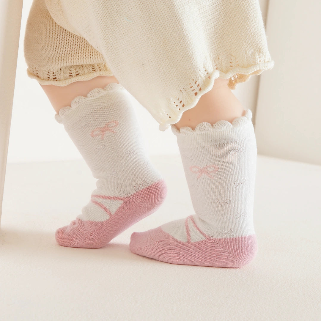 Baby & Toddler Girls' Ballerina Bow Ruffle Cotton Crew Socks (4-Pack)