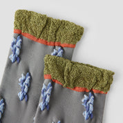 Women's Designer Abstract Floral & 3D Tufted Crew Socks (3-Pack)