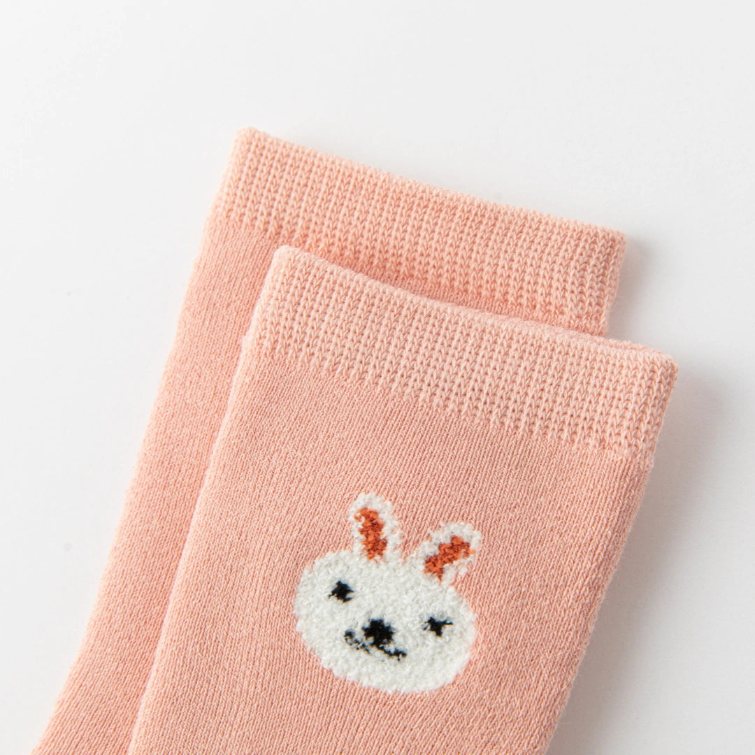 Baby’s Fuzzy Terry Rabbit Embroidery Socks 3-Pack