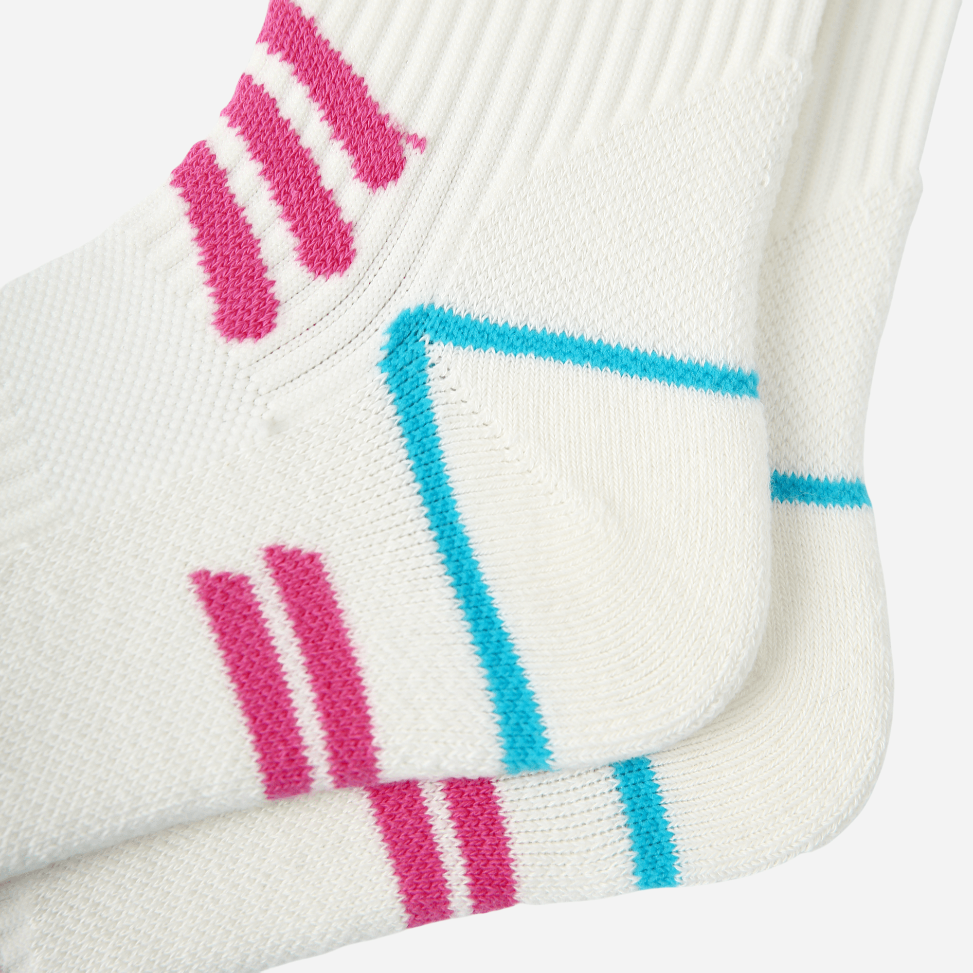 Women's Performance Cushioned Crew Socks - White / Neon Pink / Teal