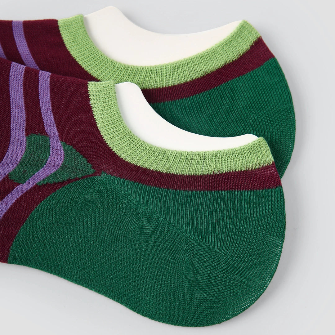 "Artisan Series" Women's 3D Jacquard No-Show Socks 5-Pack - sock set showing secure grip comfort