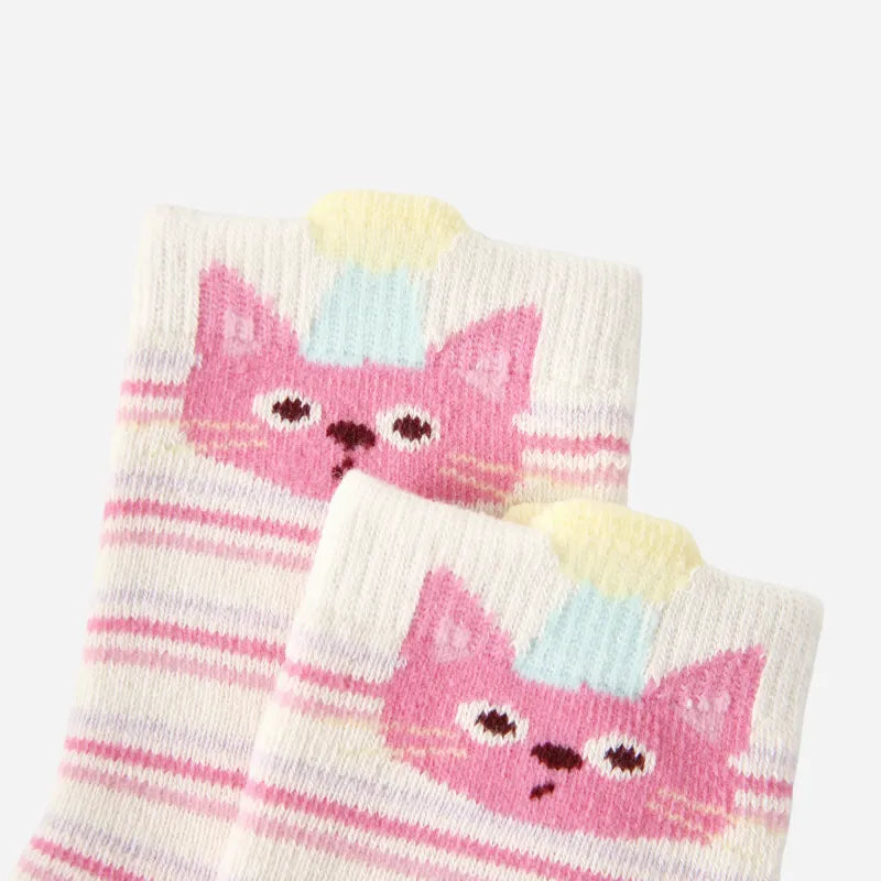 Kid's Kawaii Animals Crew Socks - 5 Pairs