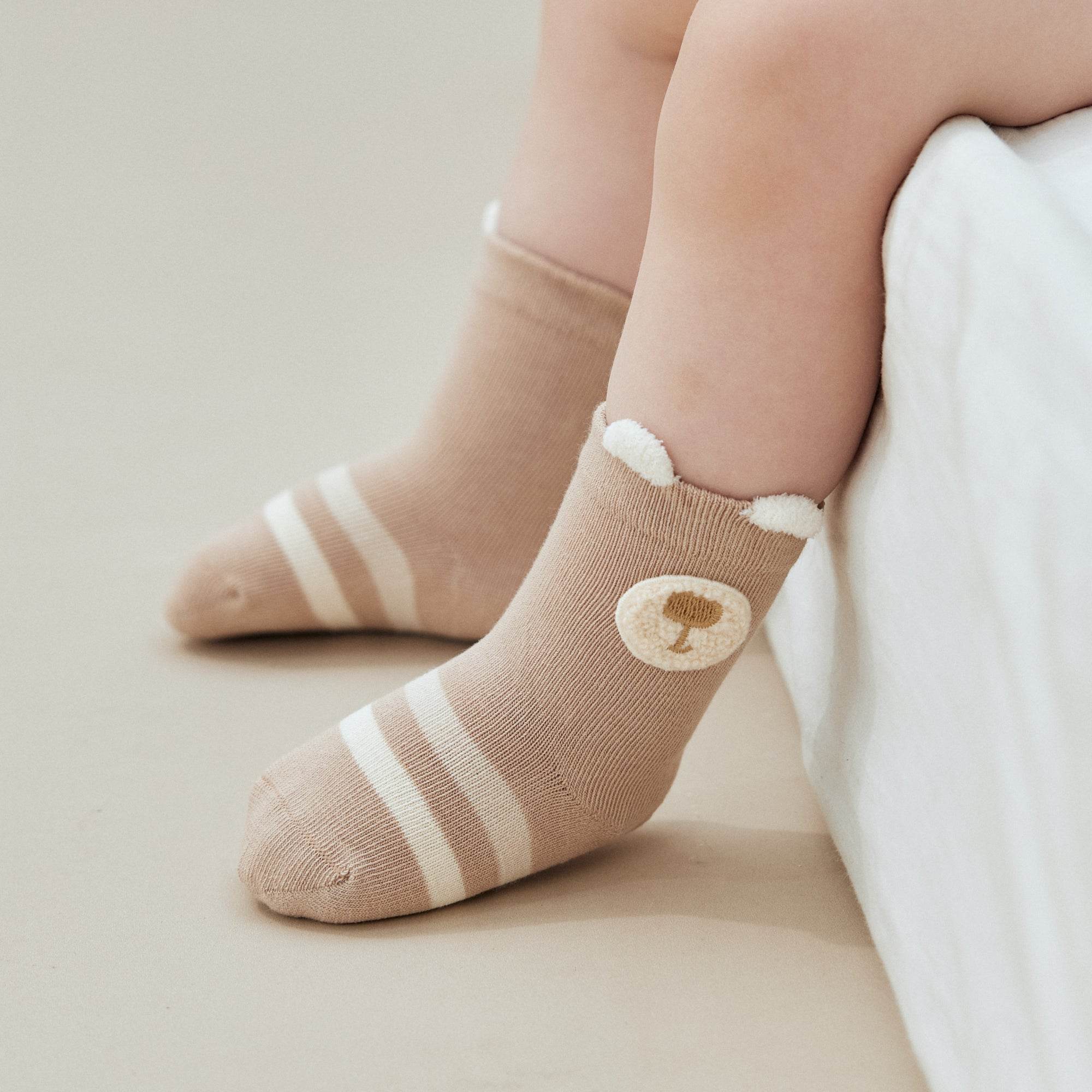 Babies Fuzzy Bear Crew Socks-3 Pack - Weavasocks