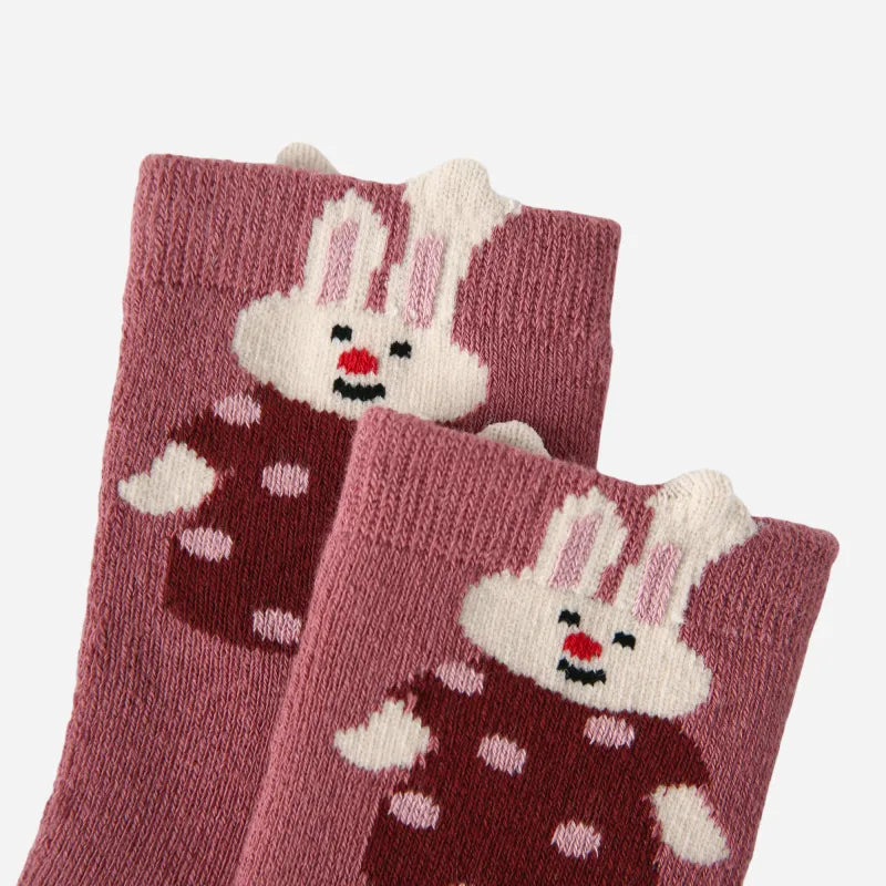 Kid's Cute Pop-Up Ear Bunny Socks - 5 Pairs