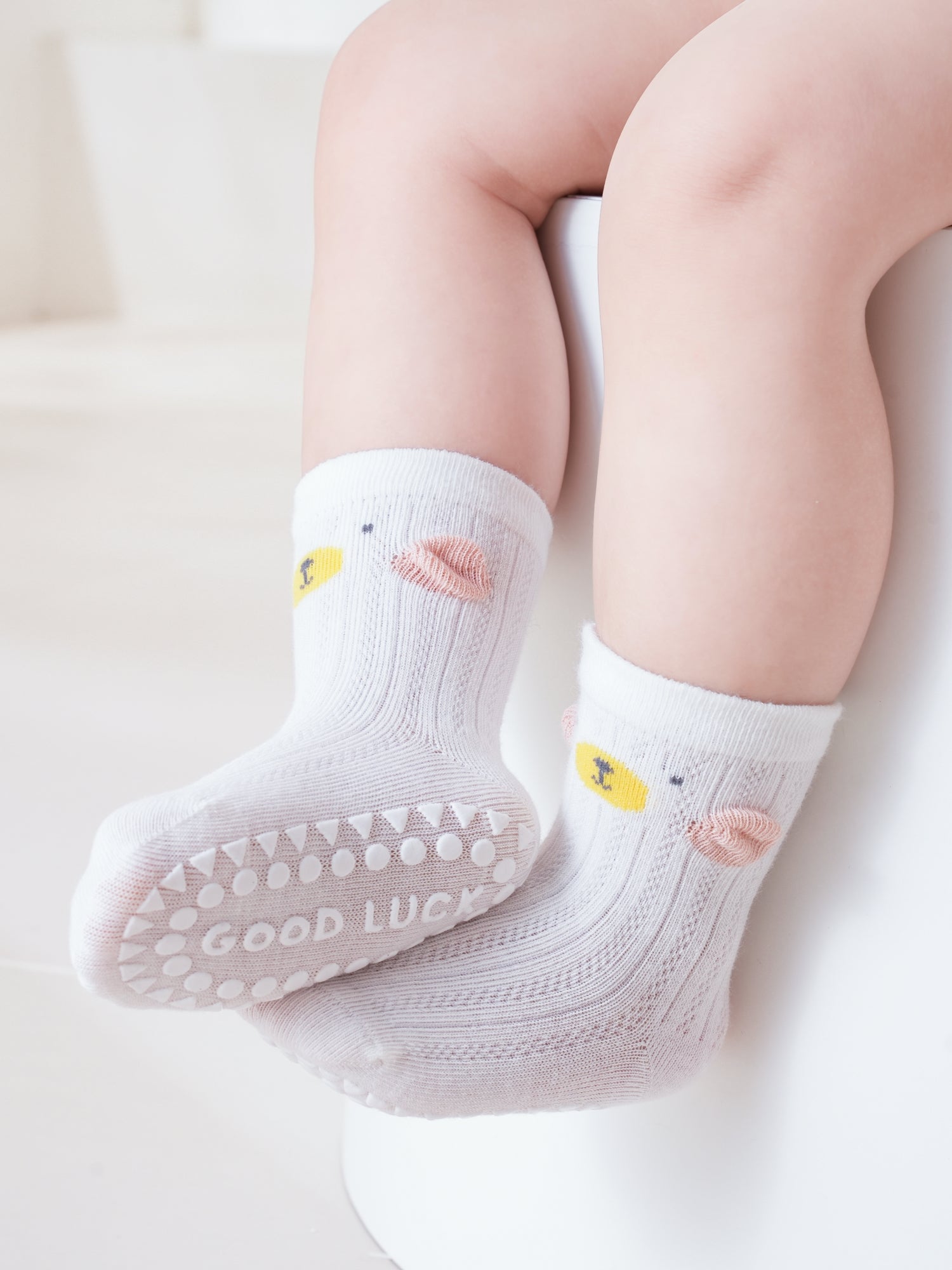 Babies' Non-Slip Mid Crew Socks-3 Pack