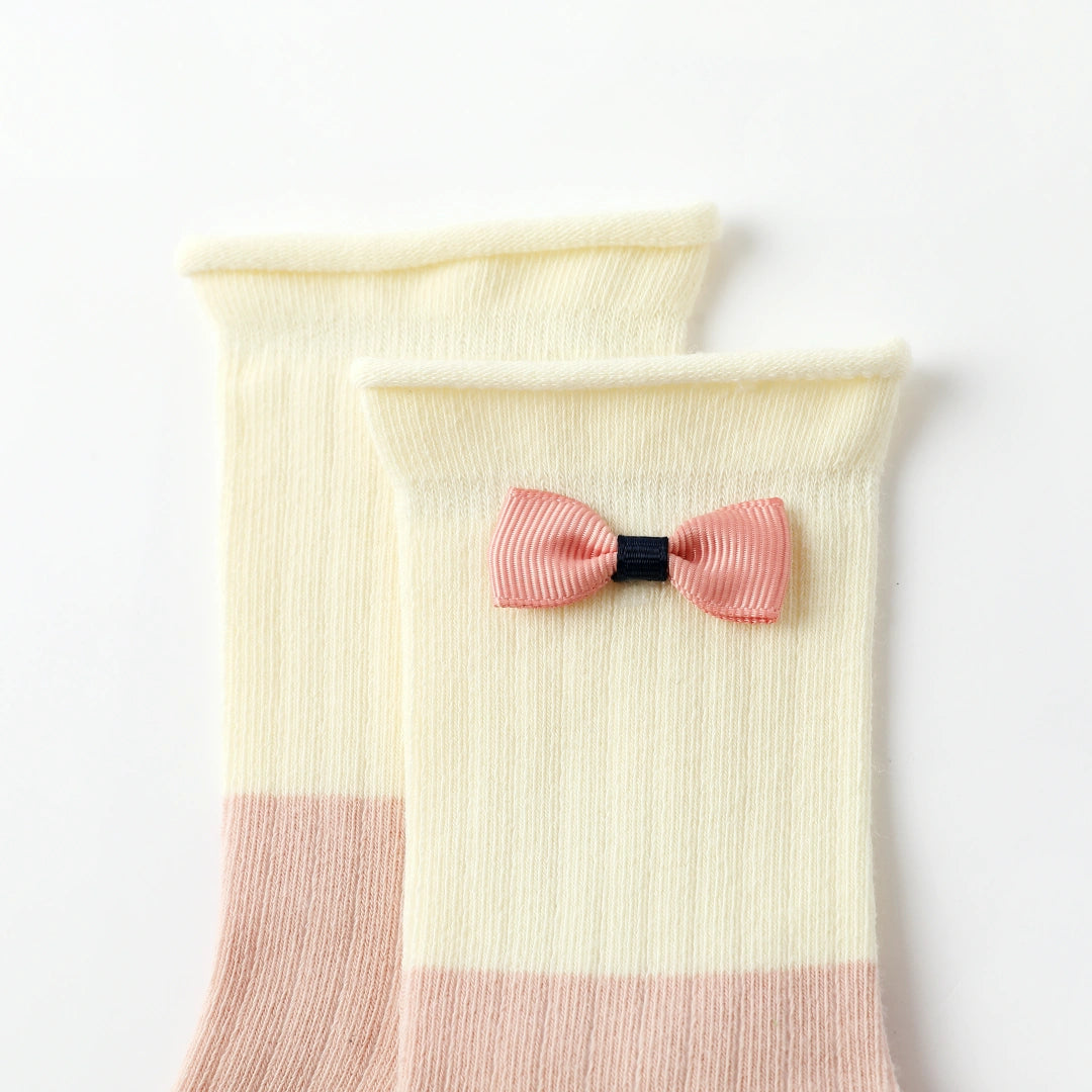 Baby’s Sweet Ribbon Bow Two-Tone Socks 4-Pack