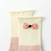 Baby’s Sweet Ribbon Bow Two-Tone Socks 4-Pack