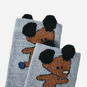 Kid's Cozy 3D Dog Fuzzy Socks - 4 Pairs