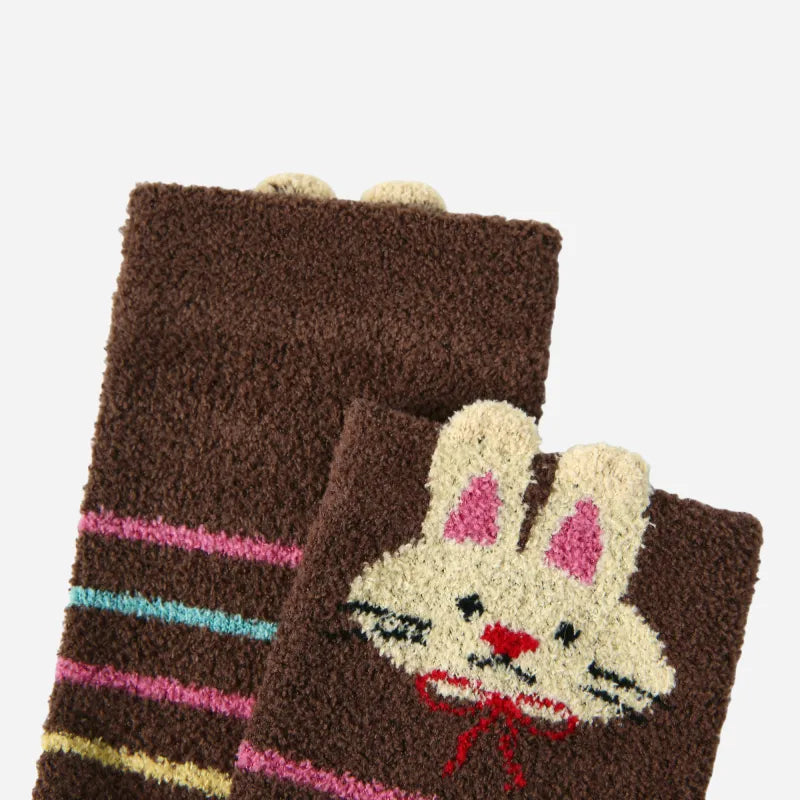 Kid's Cozy Bunny Fuzzy Socks - 4 Pairs