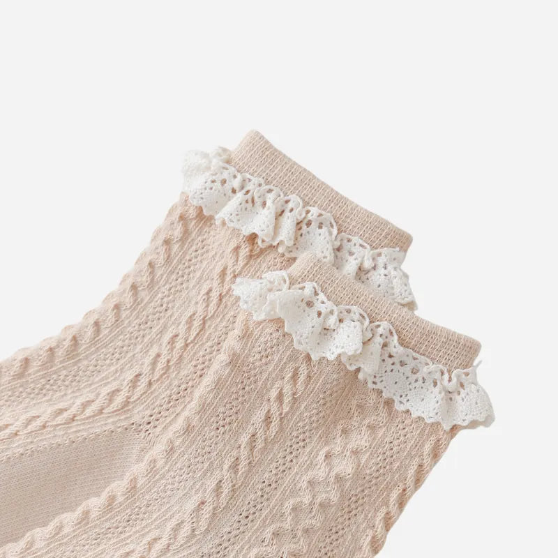 Babies The Cable-Knit Lace Socks-4 Pairs