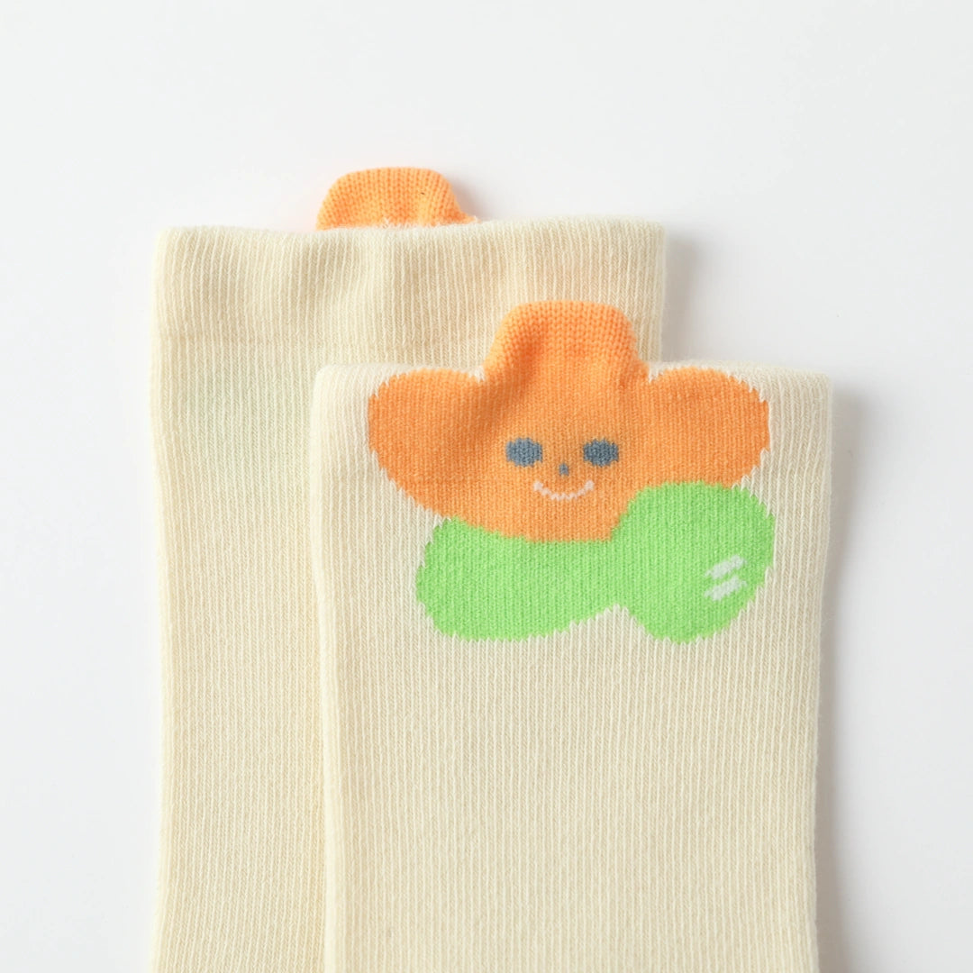 Baby’s Happy Flower & Ruffle Cotton Crew Socks 4-Pack