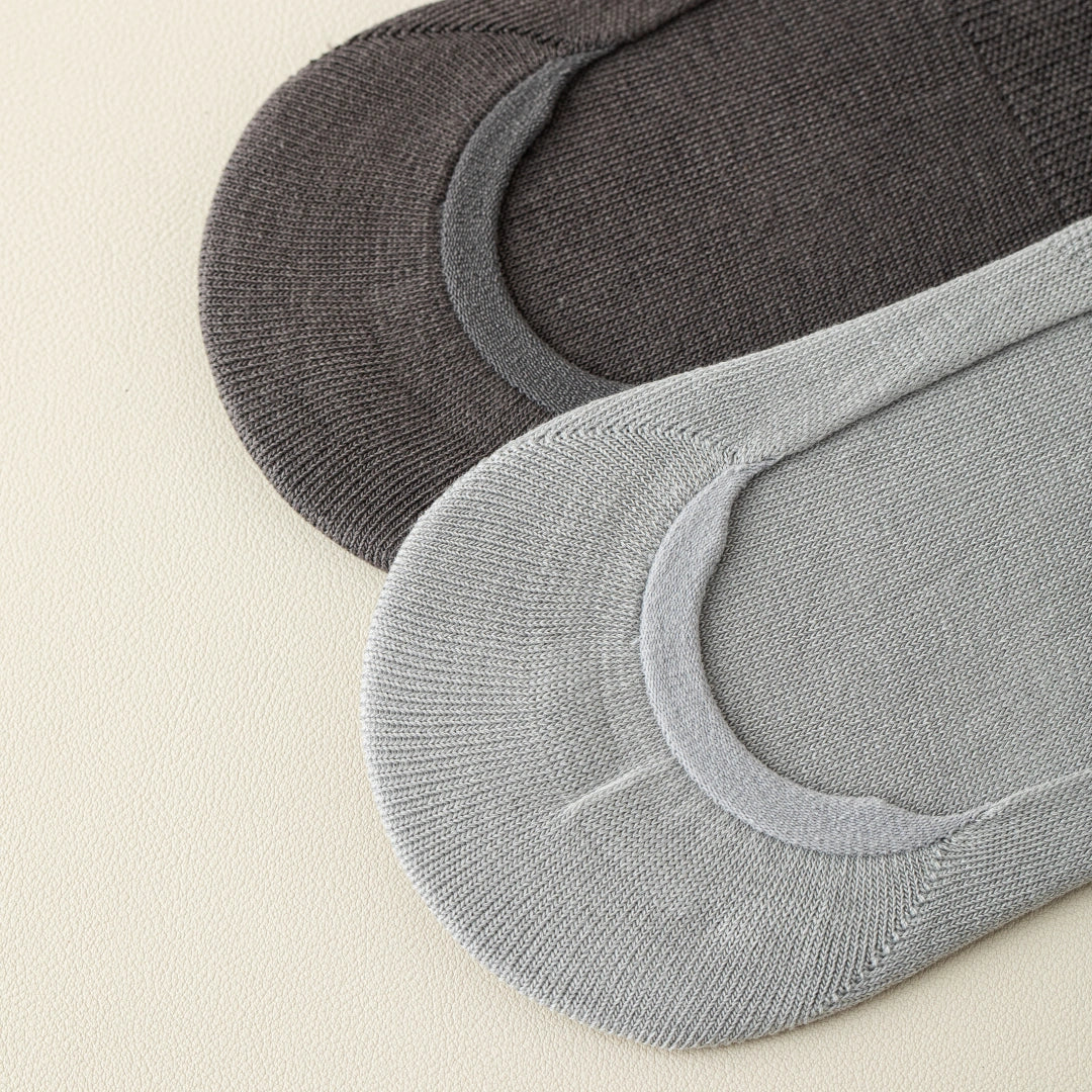Men's Mulberry Silk & Modal Ultra-Thin No-Show Socks - product photo showing modal and mulberry silk comfort