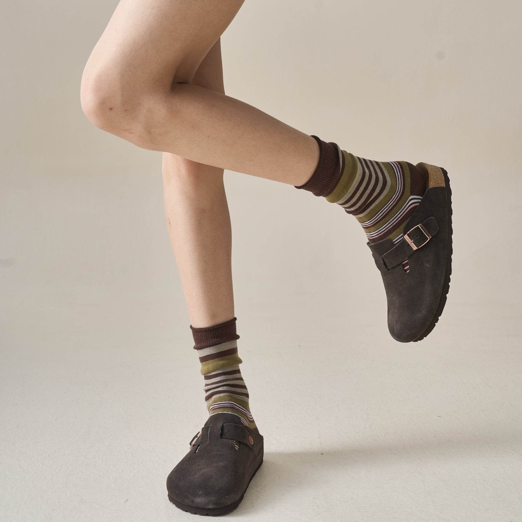 Women's Retro Multi-Stripe Crew Socks - Single Pair