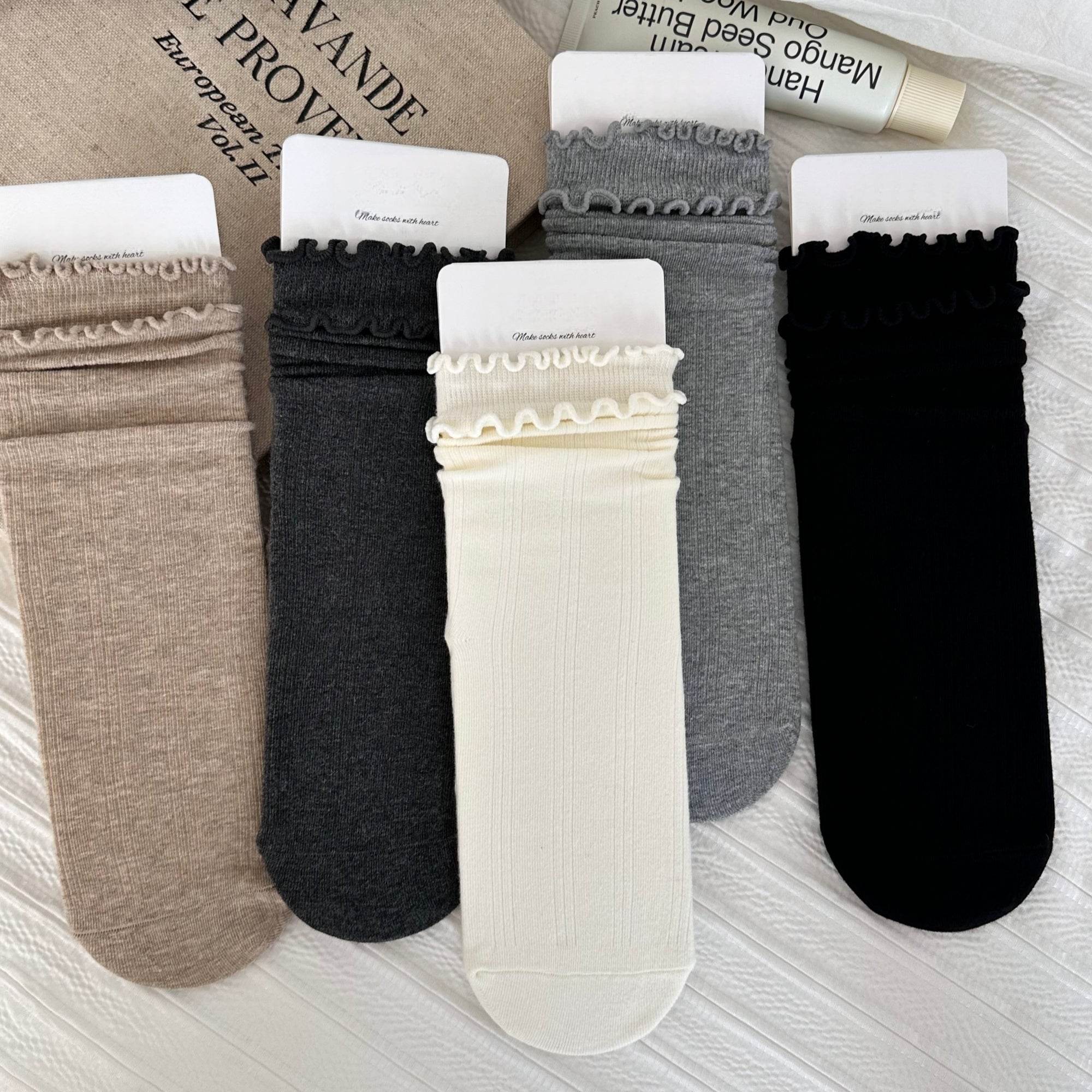 Women's Frilly Lettuce Cuff Slouch Socks - Single Pair