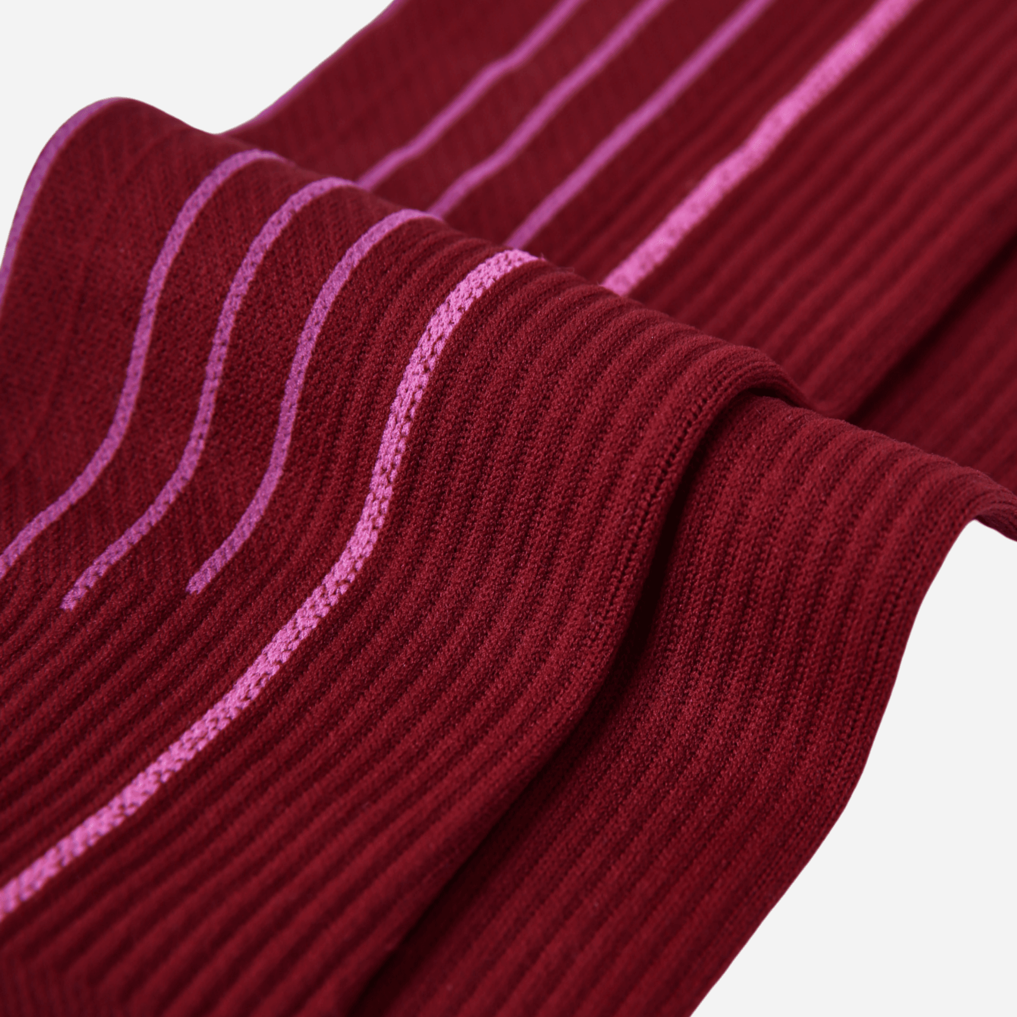 Women's Performance Knee-High Hiking Socks - Maroon & Pink Stripe