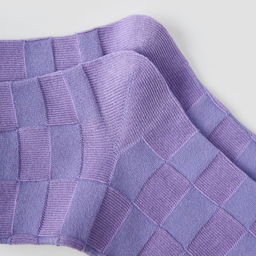 "Mosaic Dream" Geometric Color-block Ankle Socks 3-Pack