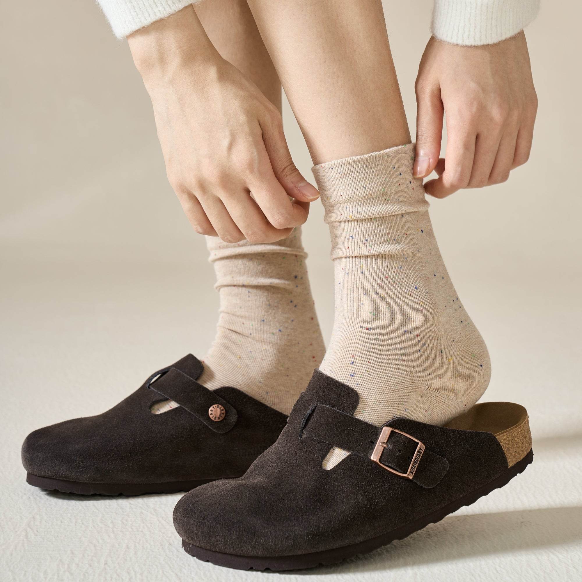 Women's Seamless Speckled Cotton Crew Socks - Single Pair