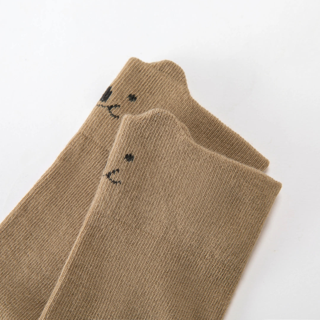 Baby’s Pastel Pals' 3D Ear & Minimalist Face Knee-High