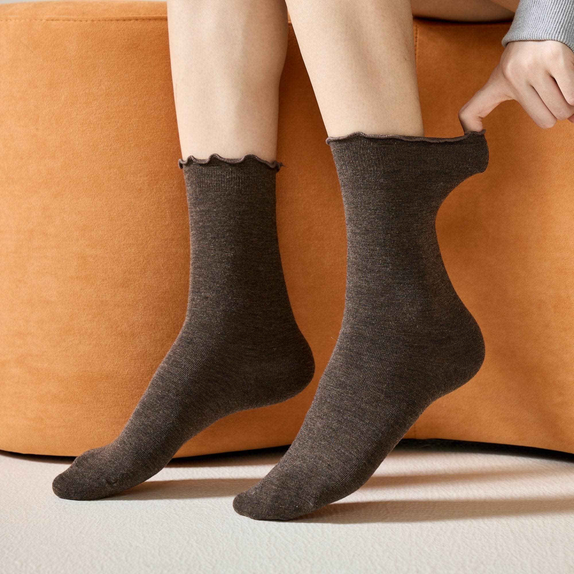 Women's Ruffle Cuff Merino Wool Socks - Single Pair