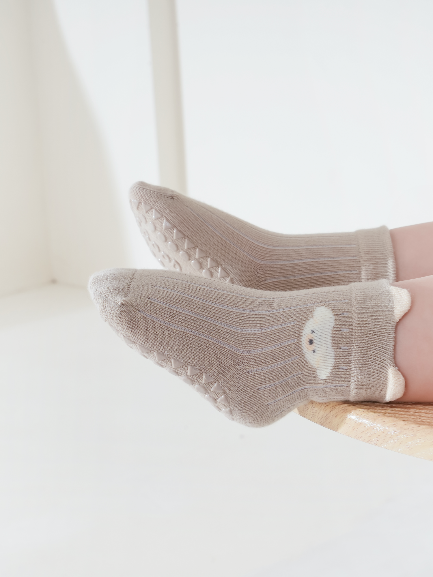 Babies' Non-Slip Ribbed Crew Socks-3 Pack