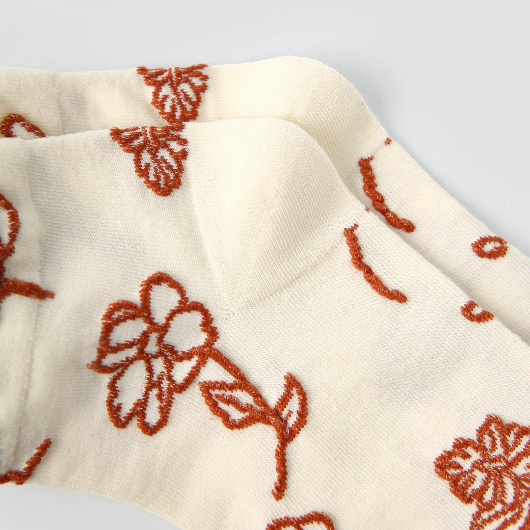 Vintage Floral Embossed Ankle Socks 3-Pack - sock set showing soft cotton comfort