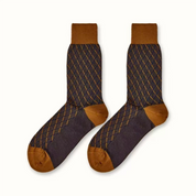 Men's Luxury 100S Mercerized Cotton Argyle Business Socks - product photo showing soft cotton comfort