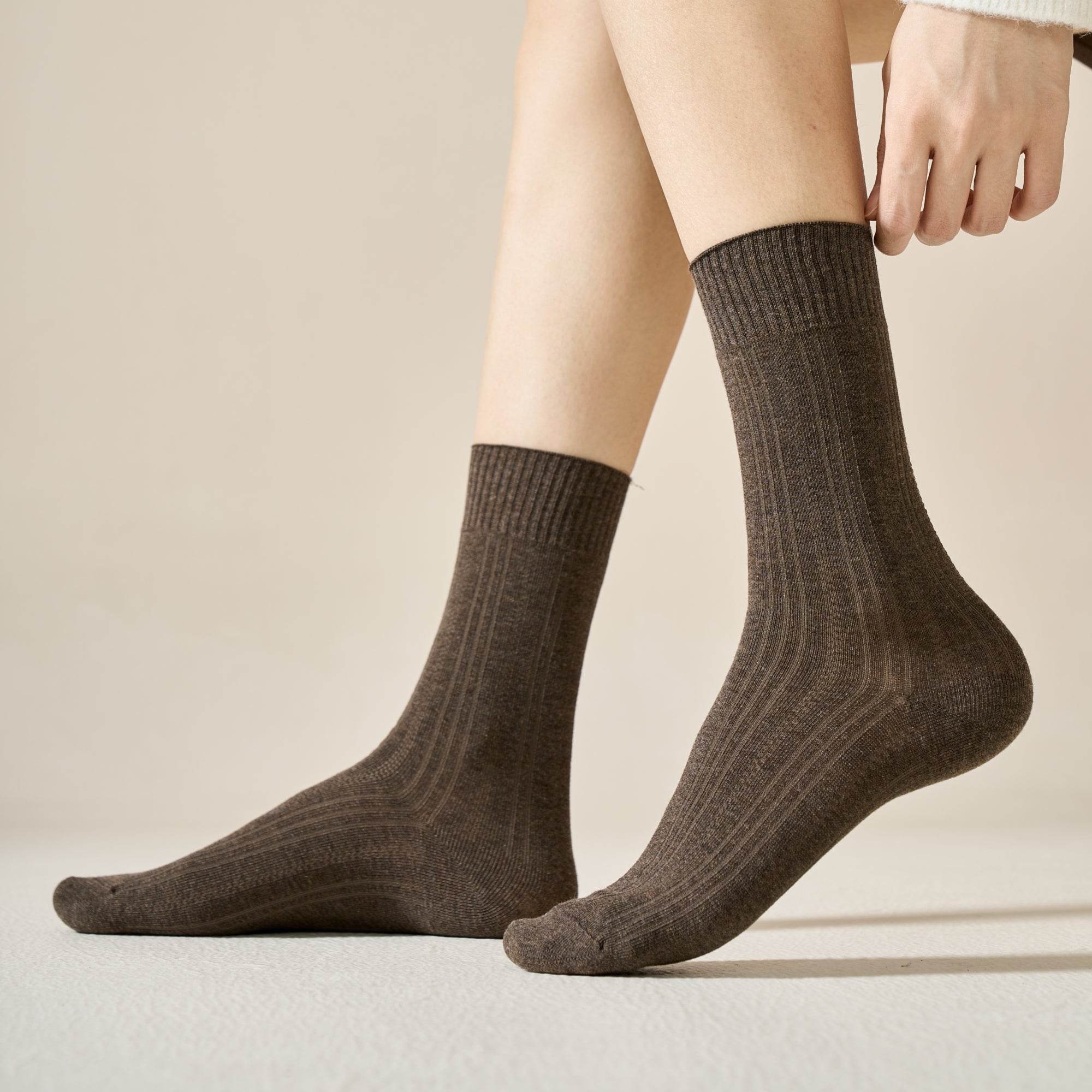 Women's Premium Long-Staple Cotton Ribbed Socks - Single Pair