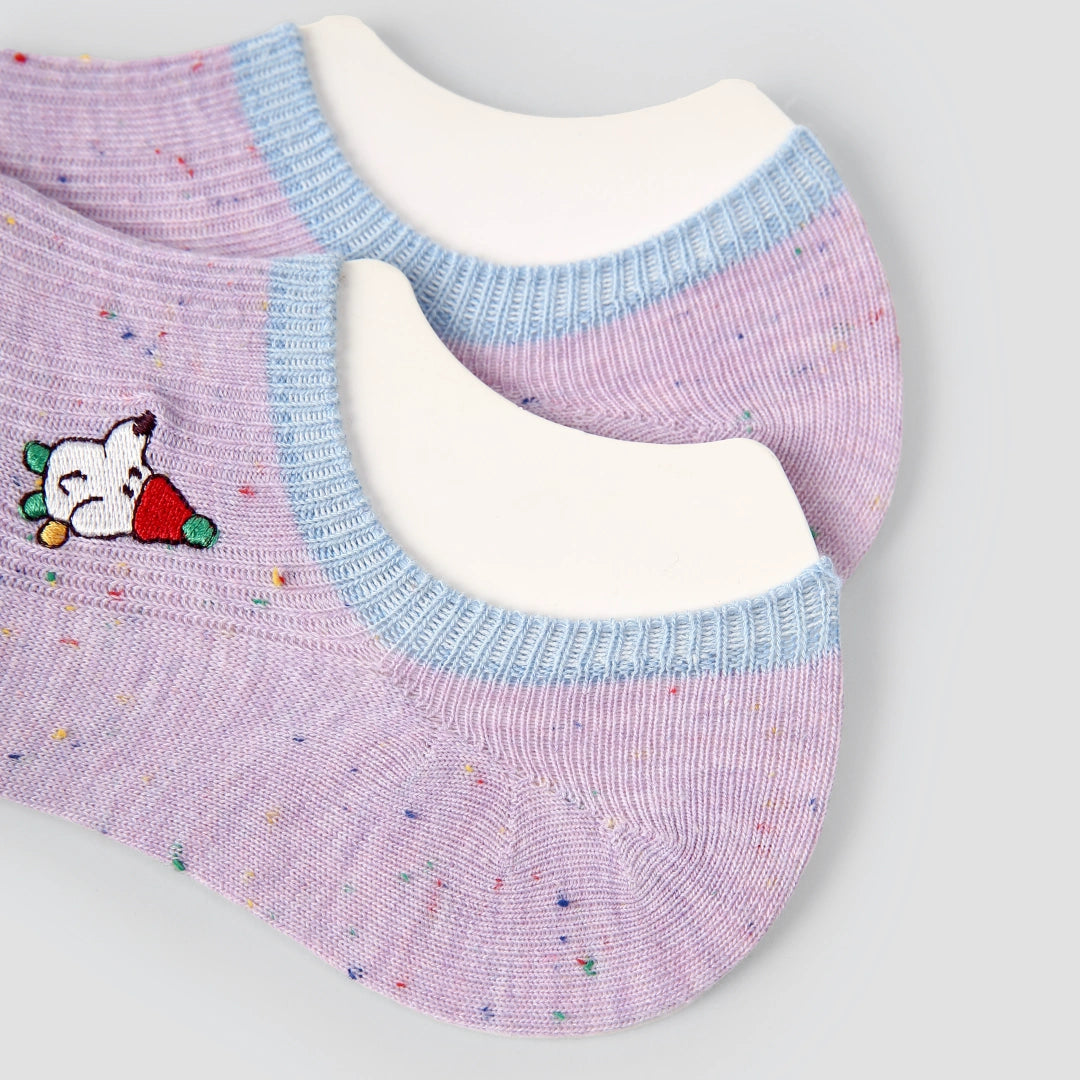 Women's Space-Dye Color-Block No-Show Socks (5-Pack) - sock set showing secure grip comfort