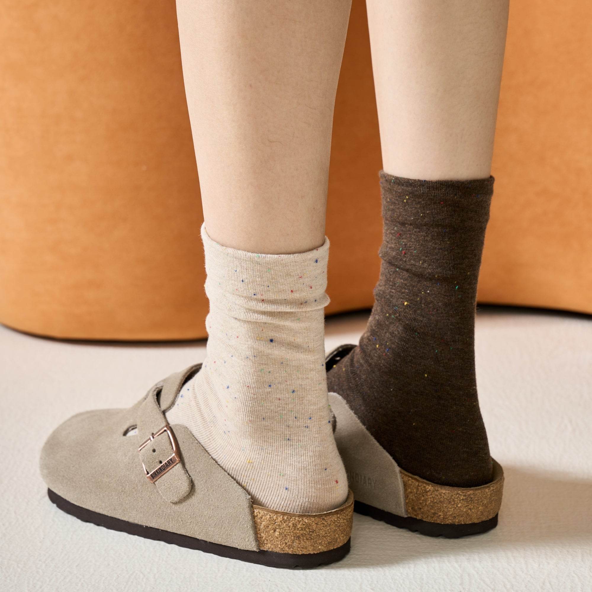 Women's Seamless Speckled Cotton Crew Socks - Single Pair