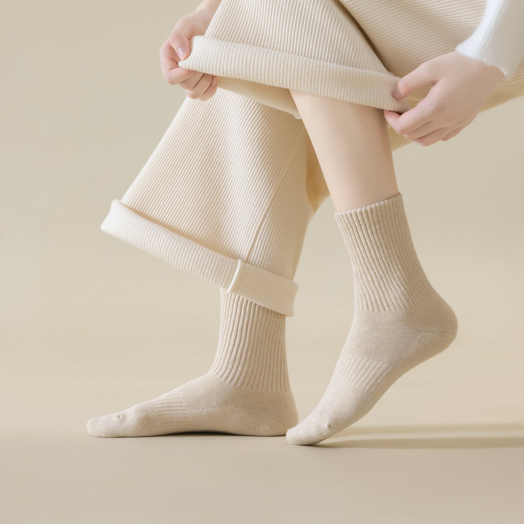 Women's Plush Terry Crew Socks-5 Pack