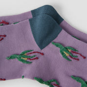 Women's Designer 3D Tufted Floral & Metallic Stripe Crew Socks (3-Pack)