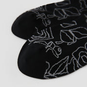 Women's Sheer Graphic Rose Calf Socks - product photo showing seamless stretch comfort