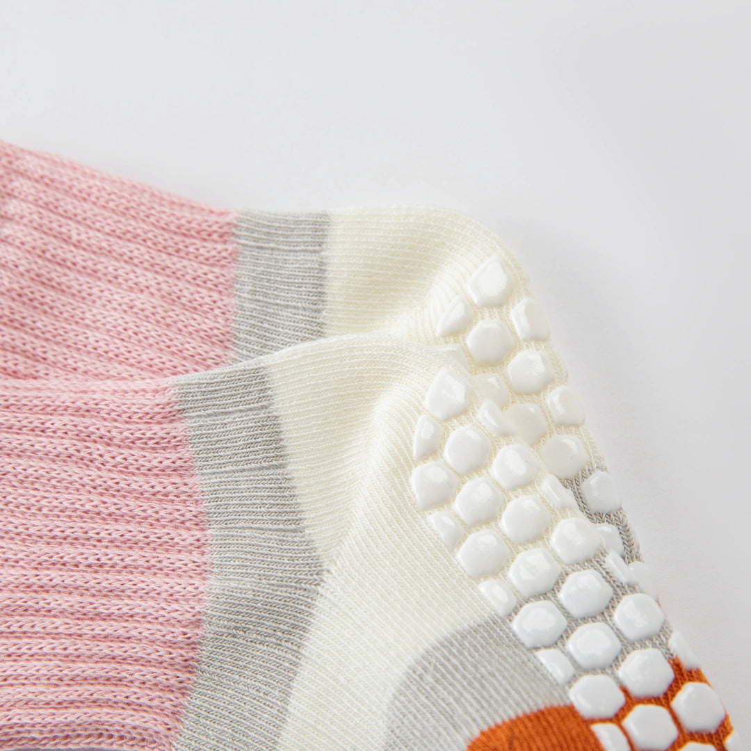 Baby & Toddler Retro Colorblock Stripe Non-Slip Socks 3-Pack - sock set showing secure grip comfort
