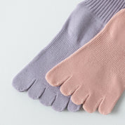 Women's Five-Toe Yoga Crew Socks - detail photo showing secure grip comfort