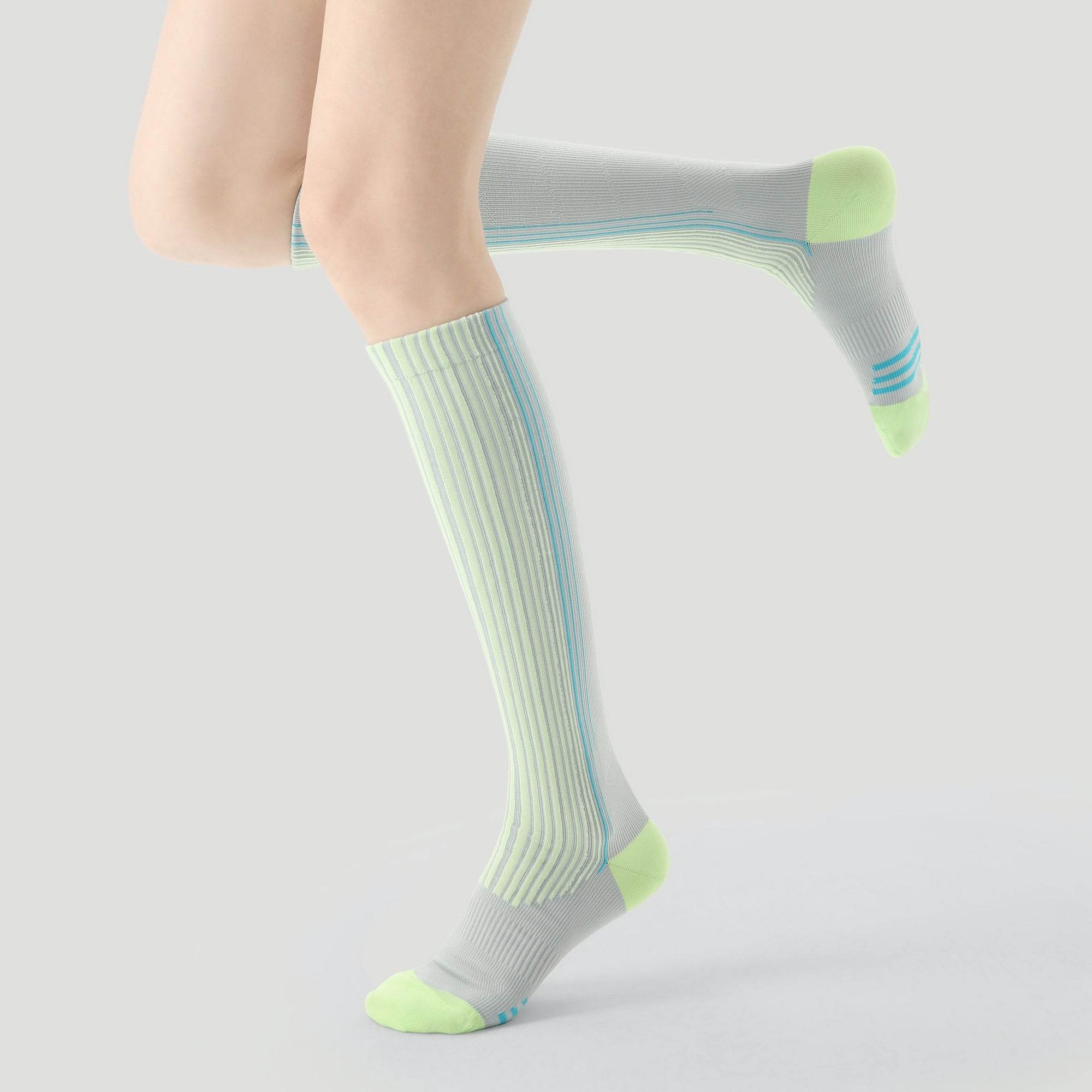 Women's Performance Knee-High Hiking Socks - Grey & Neon Volt