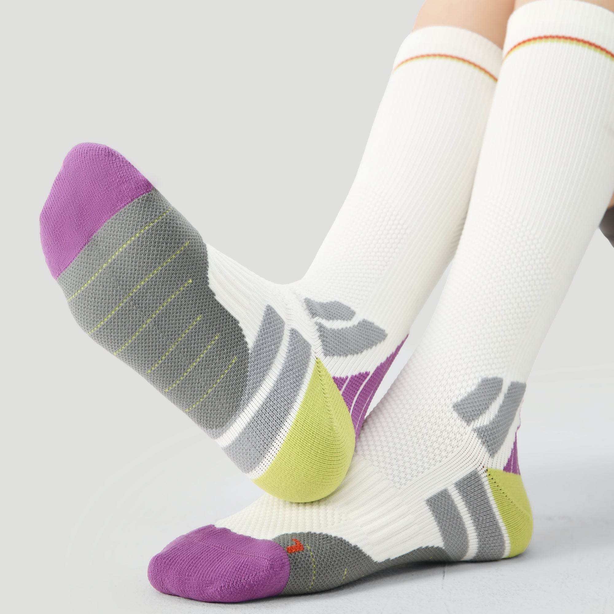 Women's Performance Knee-High Hiking Socks - White & Berry