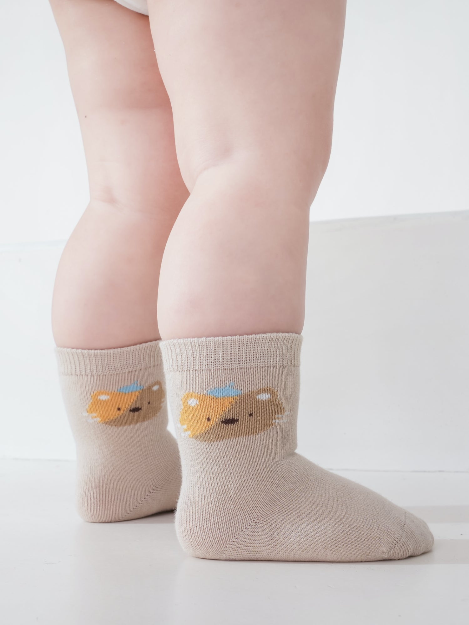 Babies' Ankle Socks with Minimalist Cartoon Faces-3 Pack