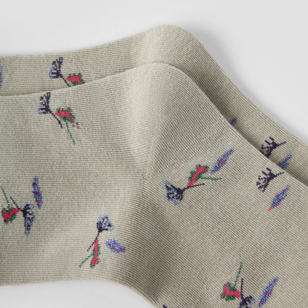 Women's Designer Artistic Botanical & Shimmer Meadow Crew Socks (3-Pack)