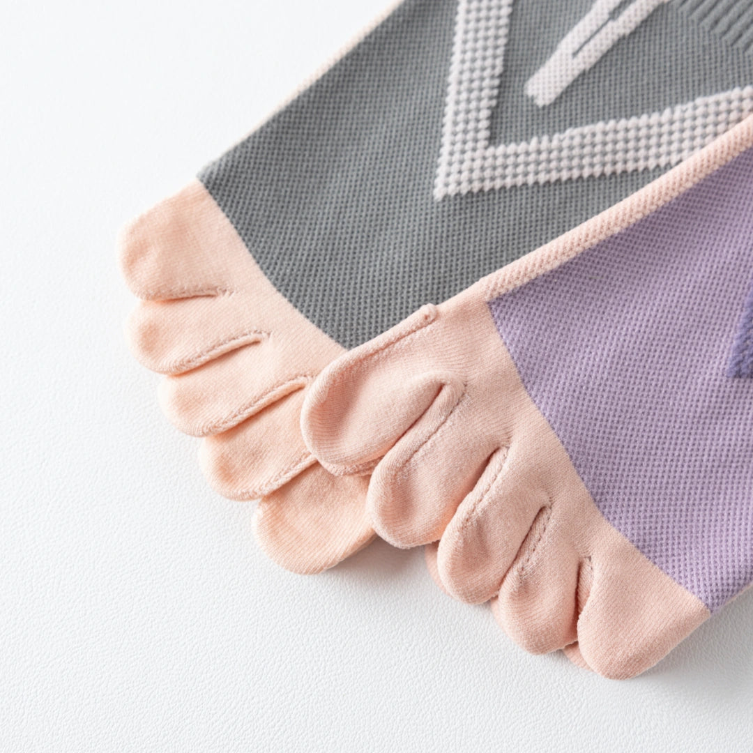 Professional Non-Slip Five-Toe Yoga Knee-High Socks - detail photo showing secure grip comfort