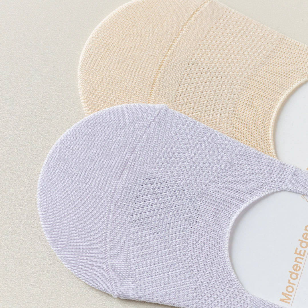 Women's 95% Cotton Ultra-Thin Mesh No-Show Socks - product photo showing breathable mesh comfort