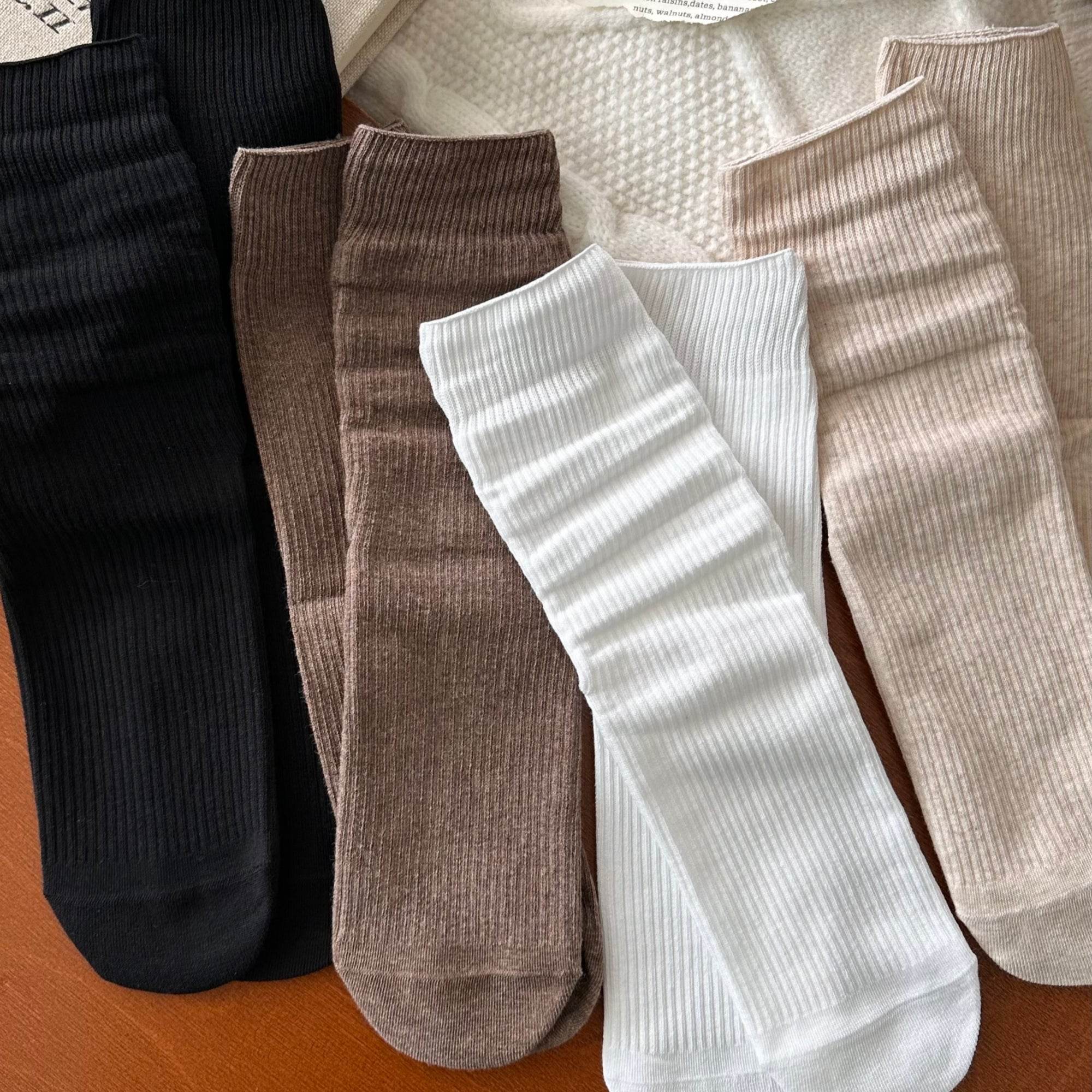 Women's Minimalist Ribbed Crew Socks - Single Pair