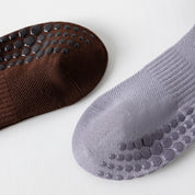 Women's 92% Cotton Yoga Mesh Crew Socks - product photo showing secure grip comfort