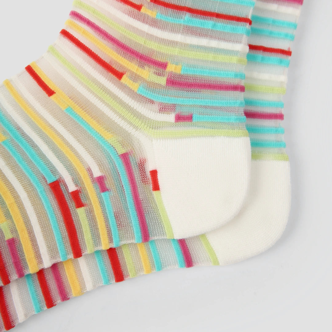 Aura Abstract Geometric Sheer Socks 3-Pack - sock set showing secure grip comfort