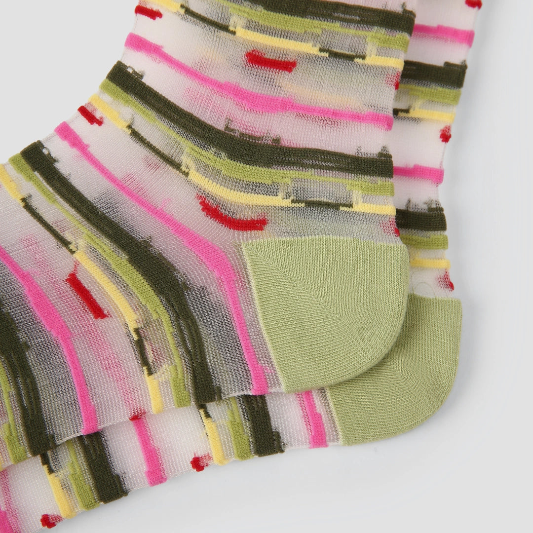 Aura Prism Creative Sheer Art Socks 3-Pack - sock set showing secure grip comfort