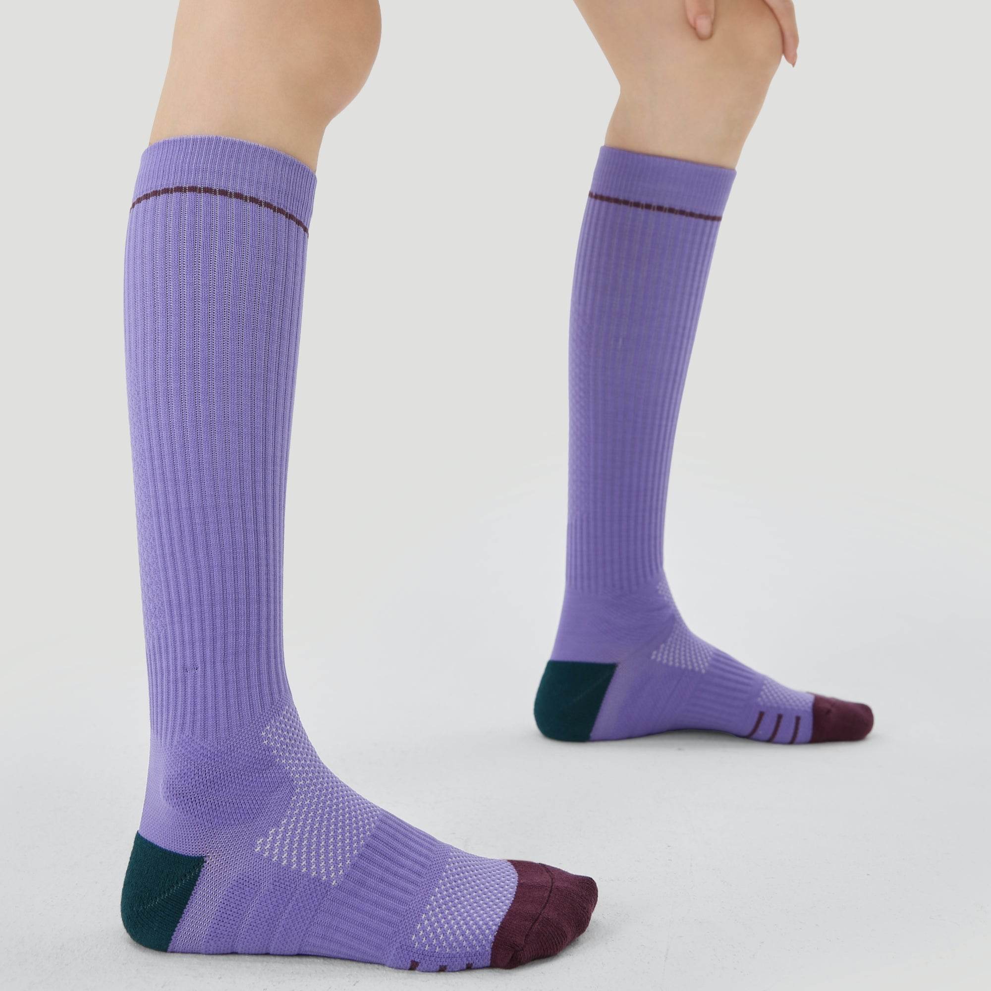 Women's Performance Knee-High Hiking Socks - Purple & Forest