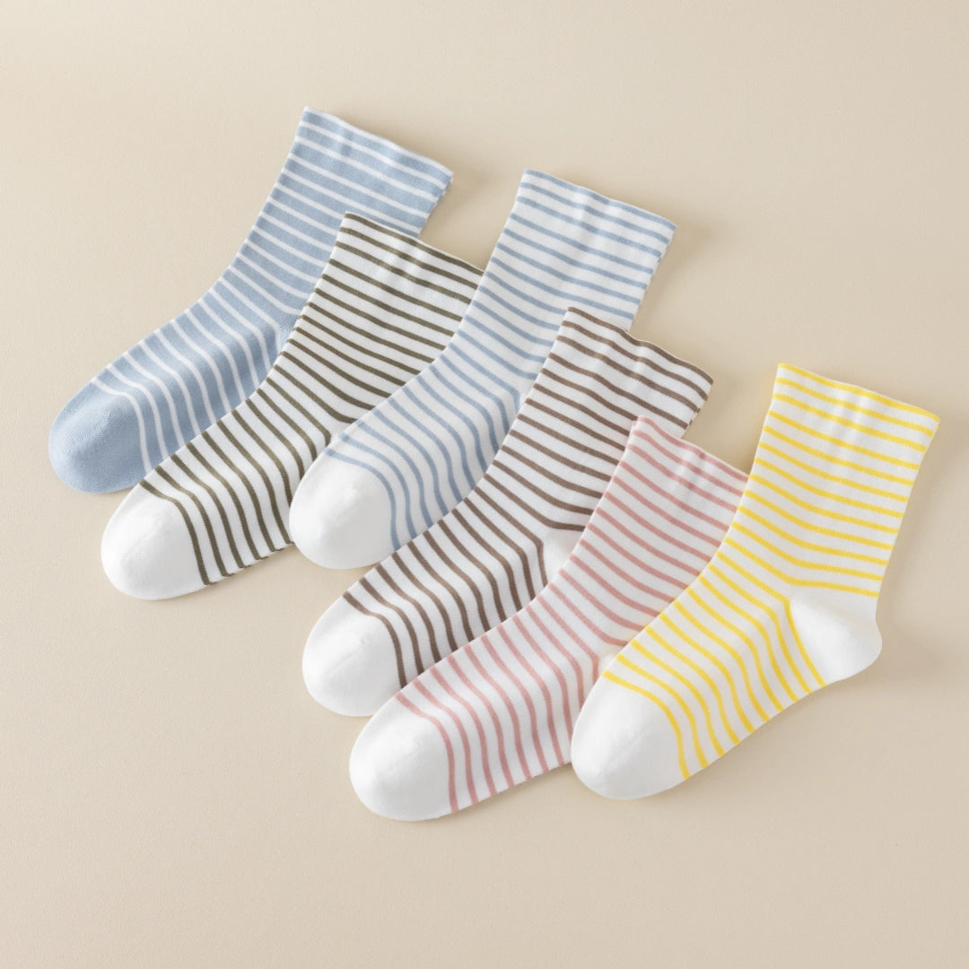 Women's 99% Combed Cotton Striped Bed & Sleep Socks